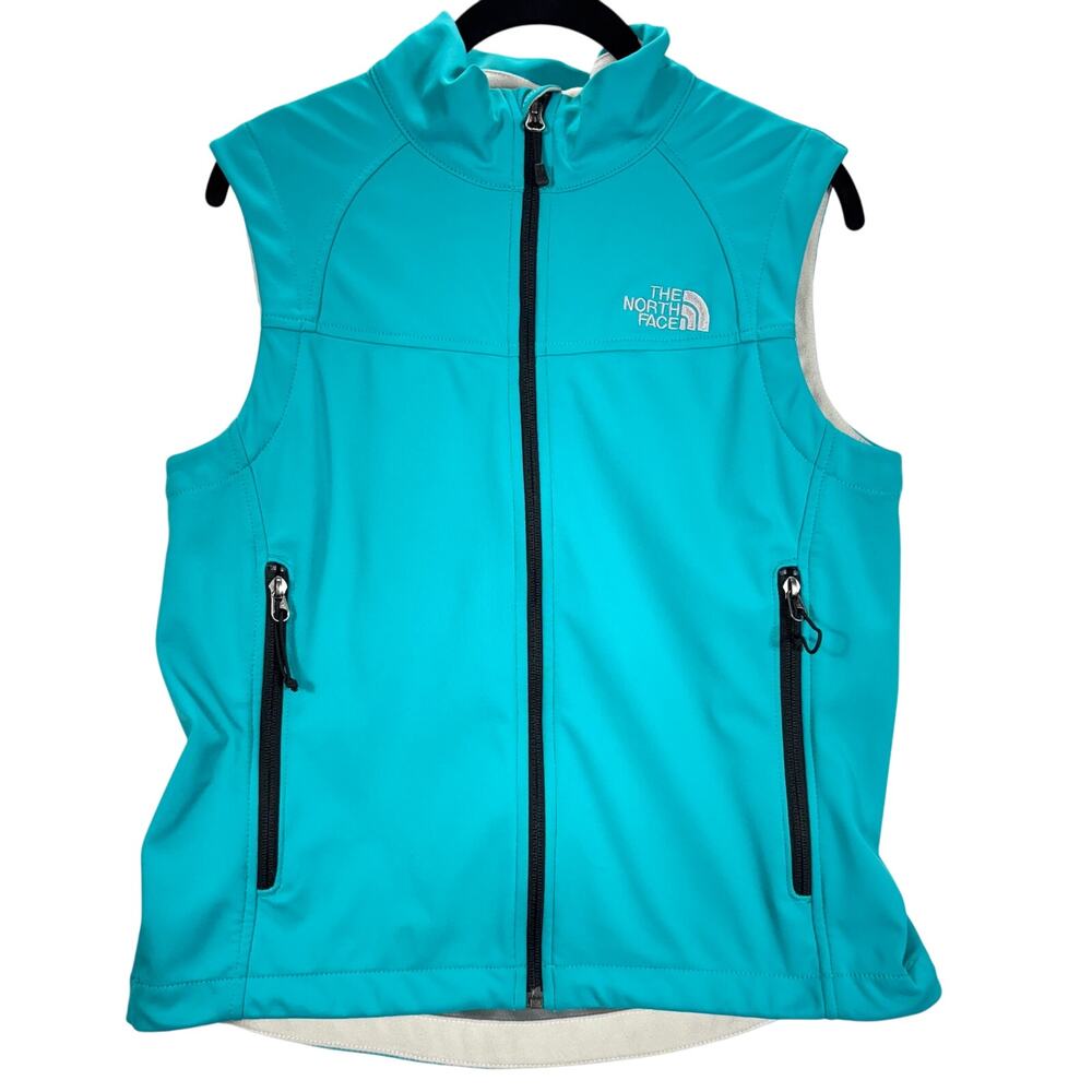 The North Face Women's Teal Soft Shell Vest M/M Full Zip Outdoor Hiking Layer